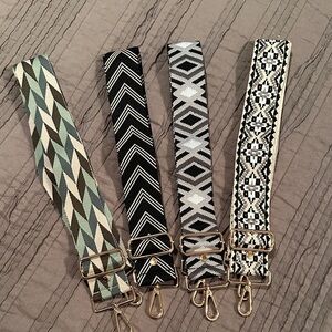 Pom Pom London straps. Geometric Patterned Bag Straps.